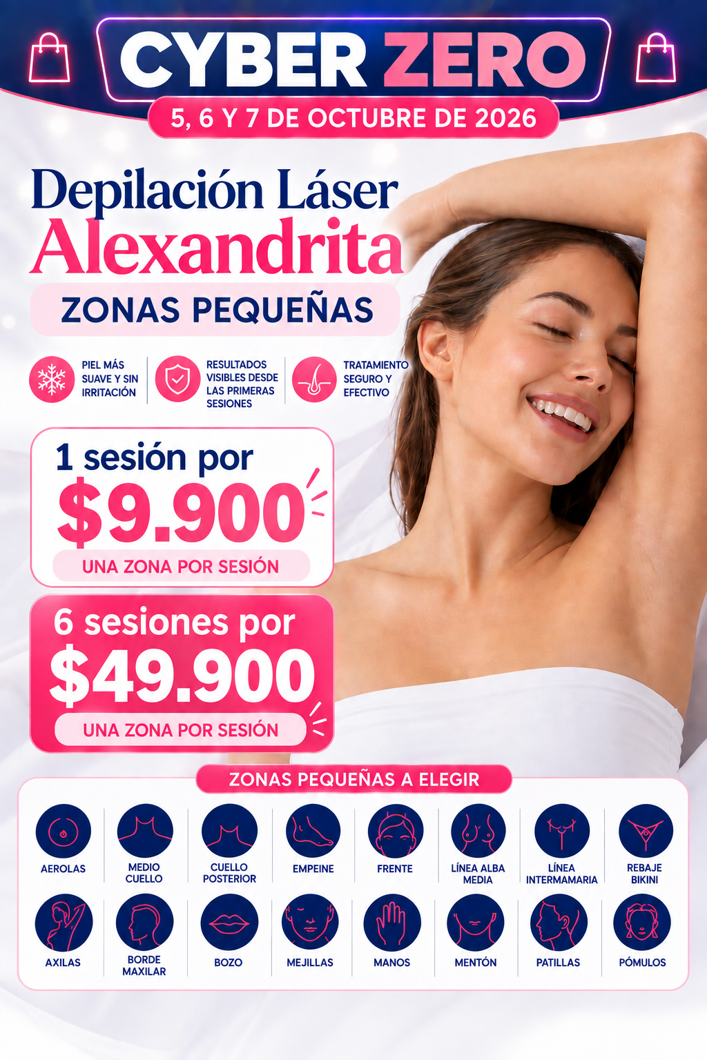 Depilación Láser Alexandrita – Zonas Pequeñas | Cyber Zero